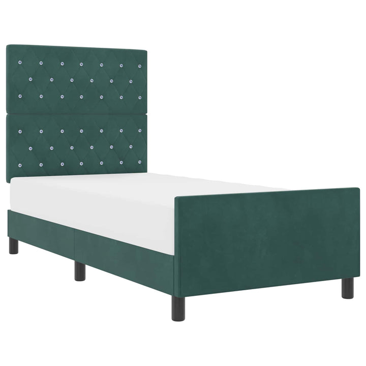Box spring seng med hovedgærde Mørkegrøn 90 x 200 cm Fløjl