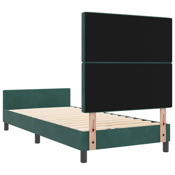 Box spring seng med hovedgærde Mørkegrøn 90 x 200 cm Fløjl