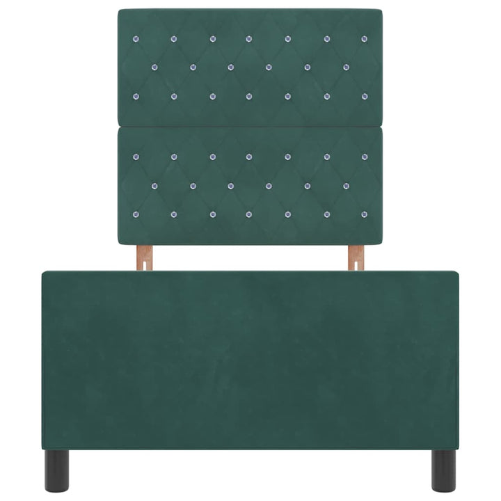 Box spring seng med hovedgærde Mørkegrøn 90 x 200 cm Fløjl