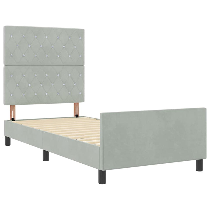 Box spring seng med hovedgærde Lysegrå 100 x 200 cm Fløjl