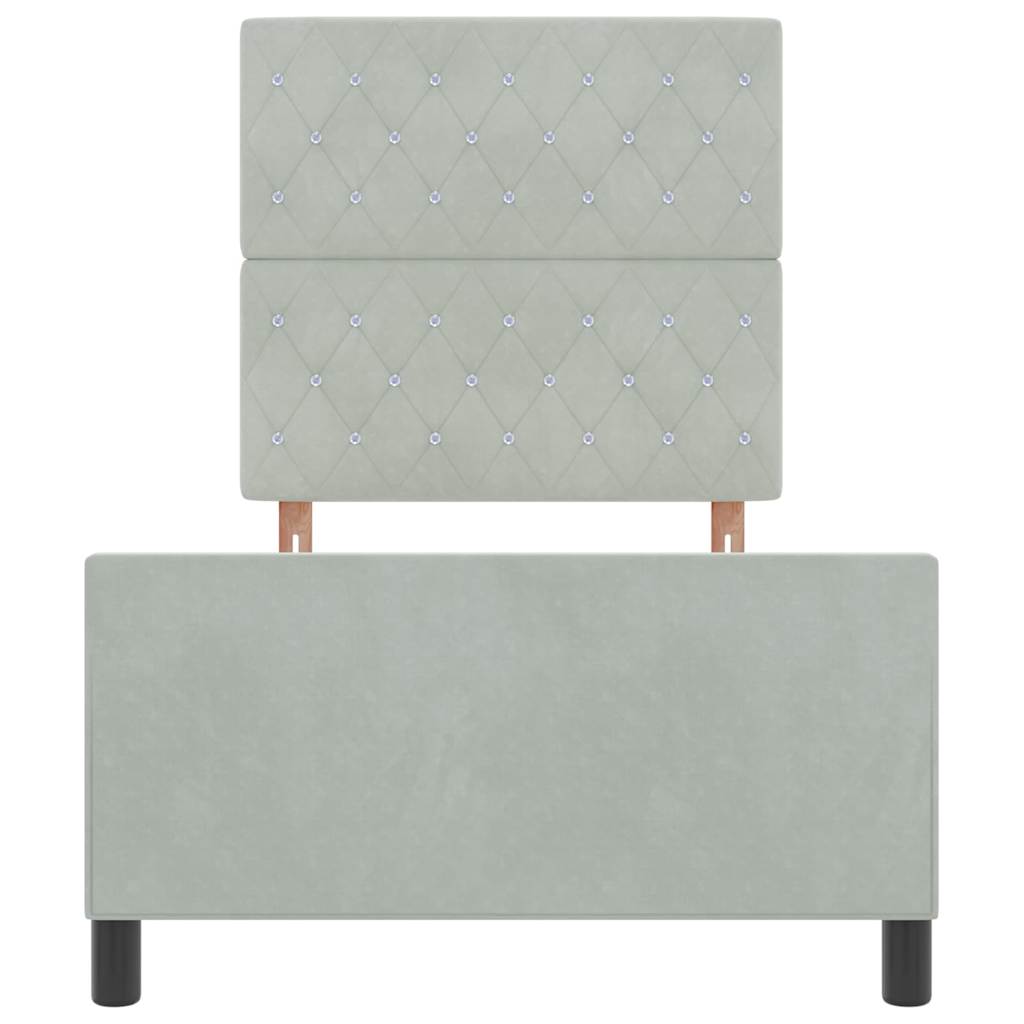 Box spring seng med hovedgærde Lysegrå 100 x 200 cm Fløjl