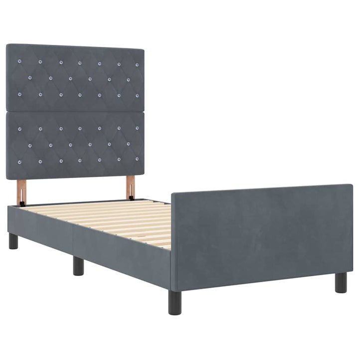 Box spring seng med hovedgærde Mørkegrå 100 x 200 cm Fløjl