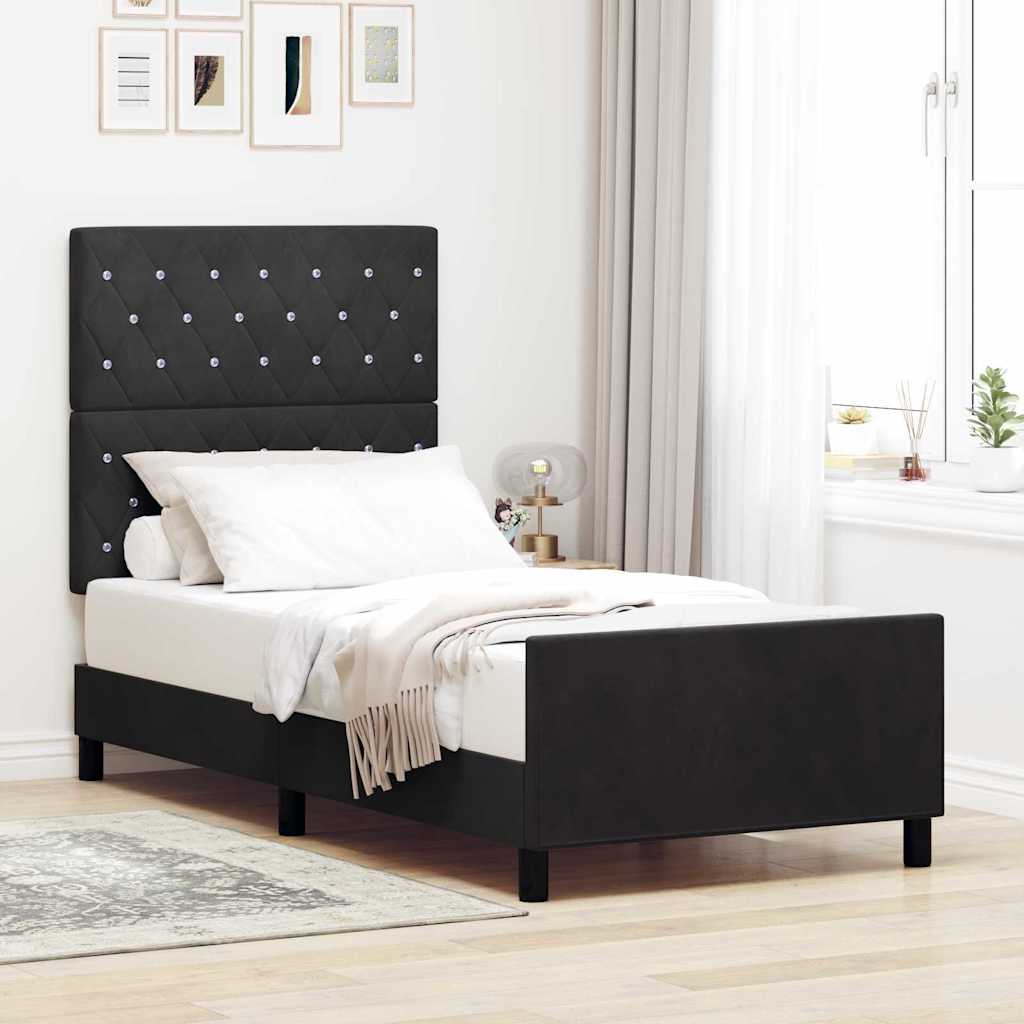 Box spring seng med hovedgærde Sort 100 x 200 cm Fløjl