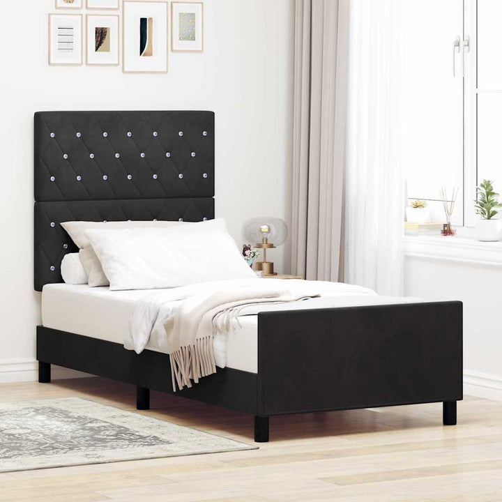 Box spring seng med hovedgærde Sort 100 x 200 cm Fløjl