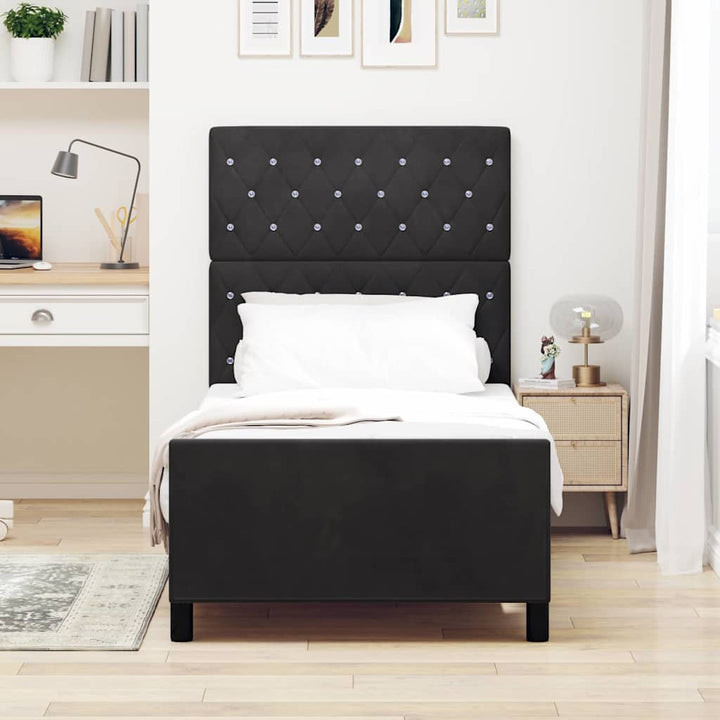 Box spring seng med hovedgærde Sort 100 x 200 cm Fløjl