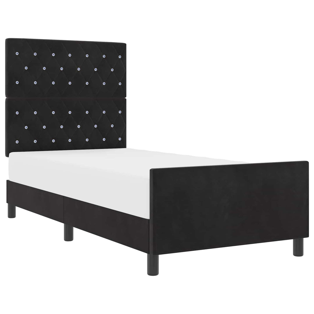 Box spring seng med hovedgærde Sort 100 x 200 cm Fløjl