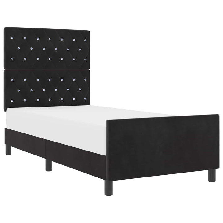 Box spring seng med hovedgærde Sort 100 x 200 cm Fløjl