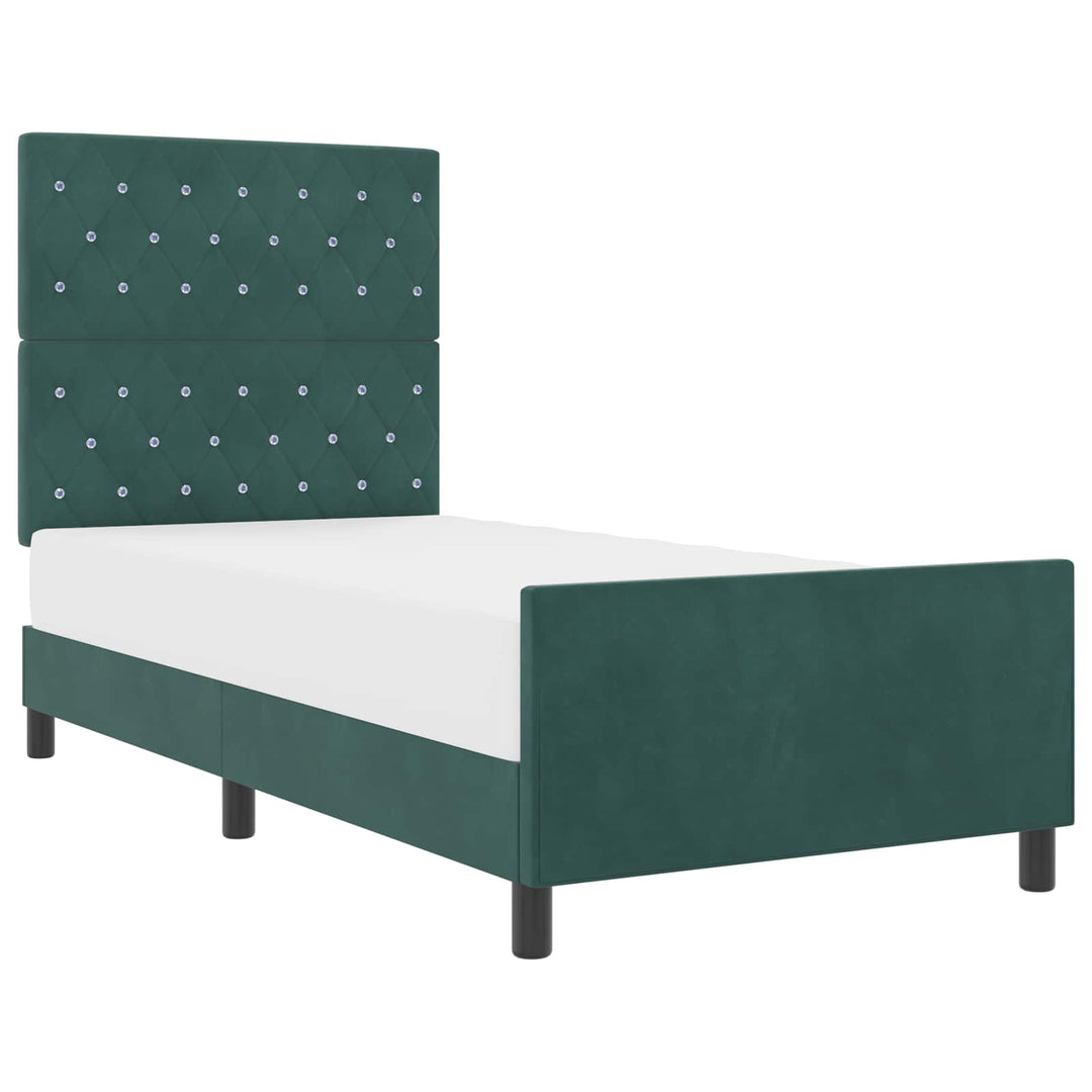 Box spring seng med hovedgærde Mørkegrøn 100 x 200 cm Fløjl