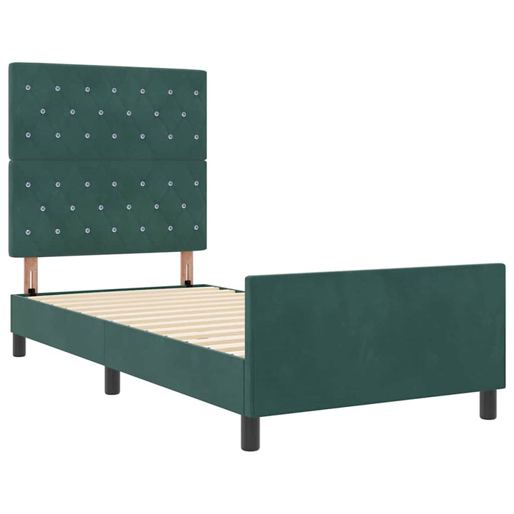 Box spring seng med hovedgærde Mørkegrøn 100 x 200 cm Fløjl