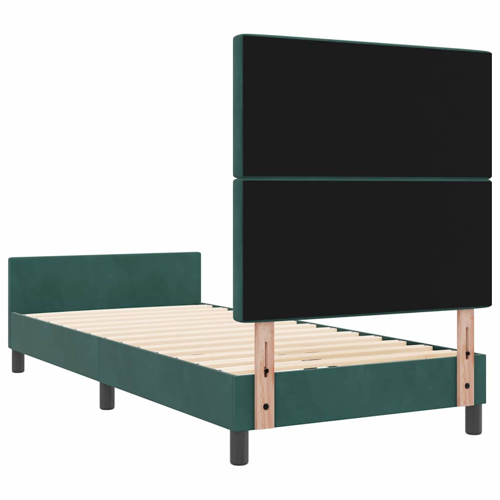 Box spring seng med hovedgærde Mørkegrøn 100 x 200 cm Fløjl