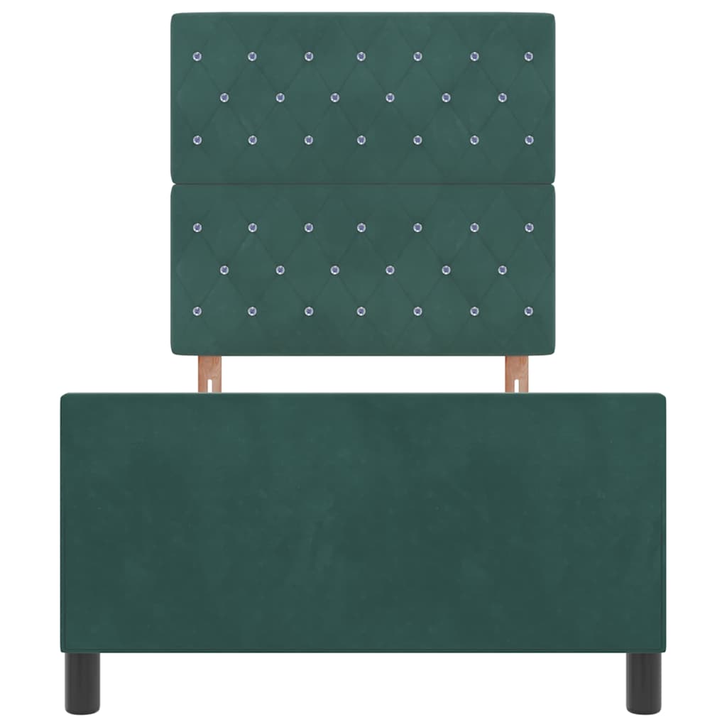 Box spring seng med hovedgærde Mørkegrøn 100 x 200 cm Fløjl