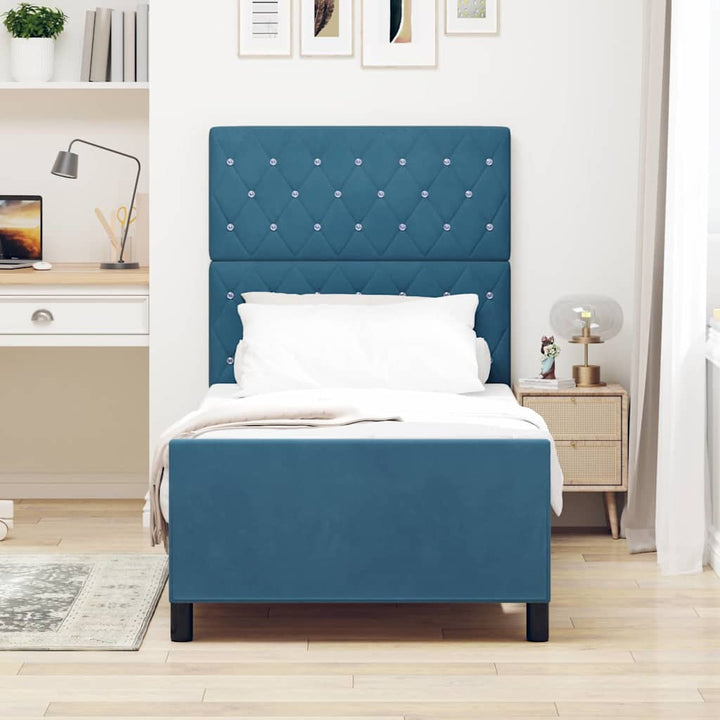 Box spring seng med hovedgærde Mørk blå 100 x 200 cm Fløjl