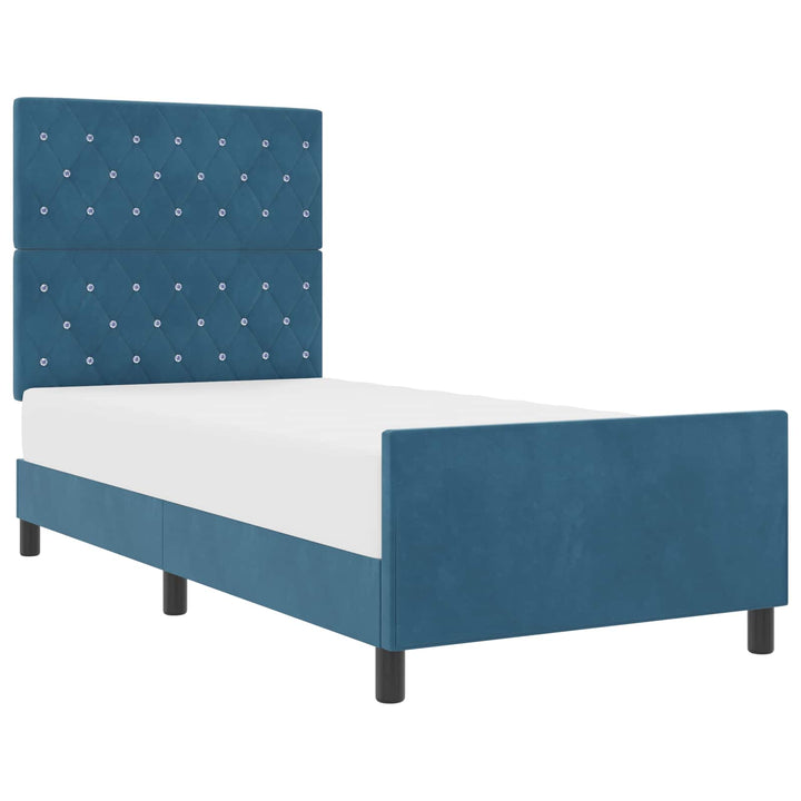 Box spring seng med hovedgærde Mørk blå 100 x 200 cm Fløjl