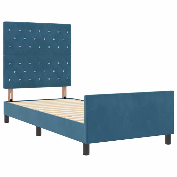 Box spring seng med hovedgærde Mørk blå 100 x 200 cm Fløjl