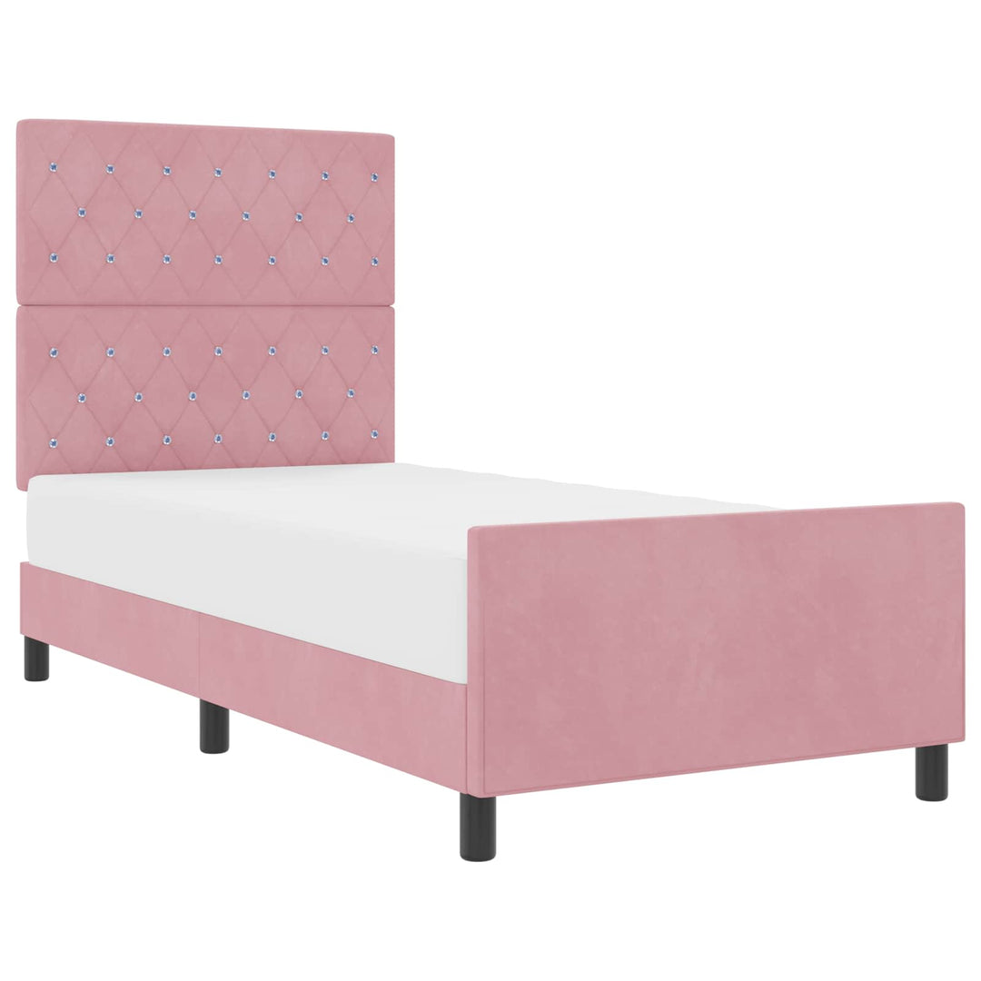 Box spring seng med hovedgærde Lyserød 100 x 200 cm Fløjl