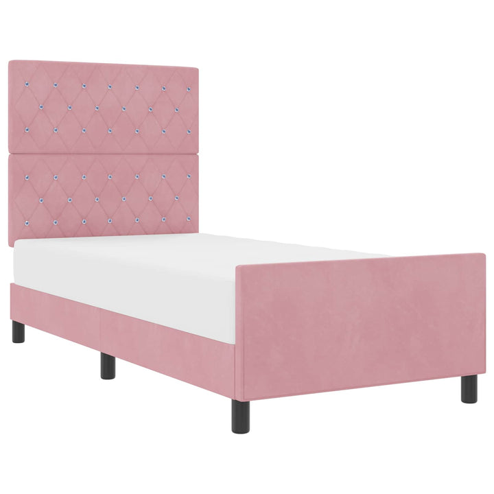 Box spring seng med hovedgærde Lyserød 100 x 200 cm Fløjl