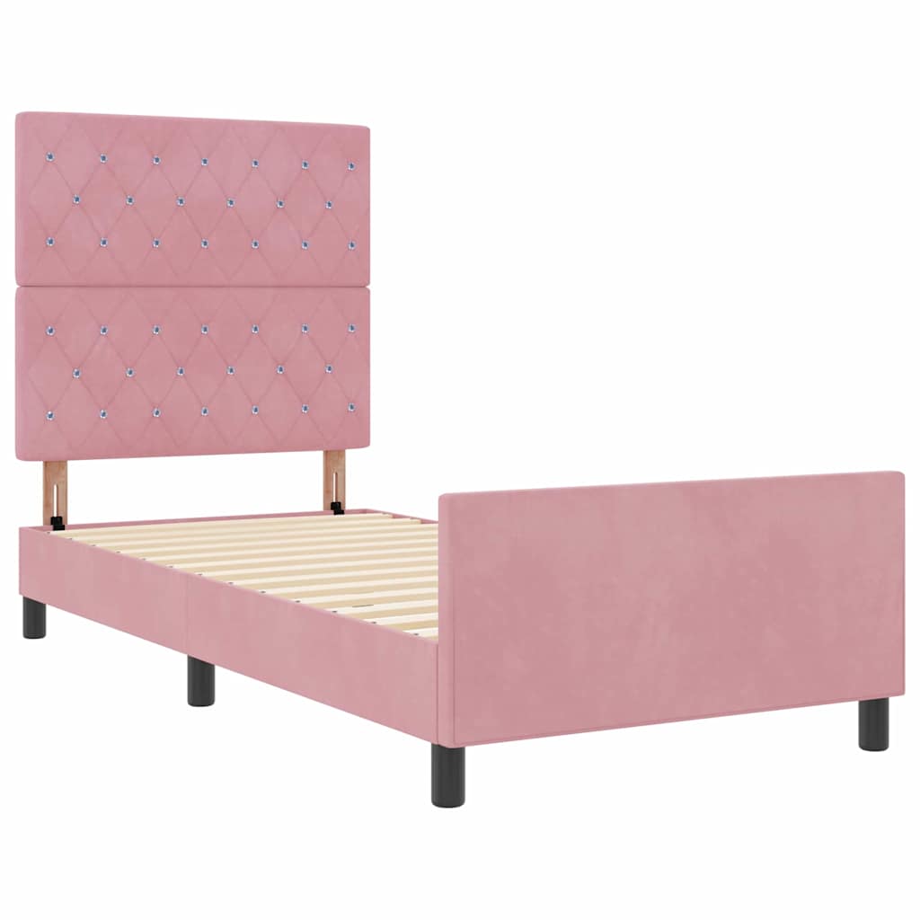 Box spring seng med hovedgærde Lyserød 100 x 200 cm Fløjl