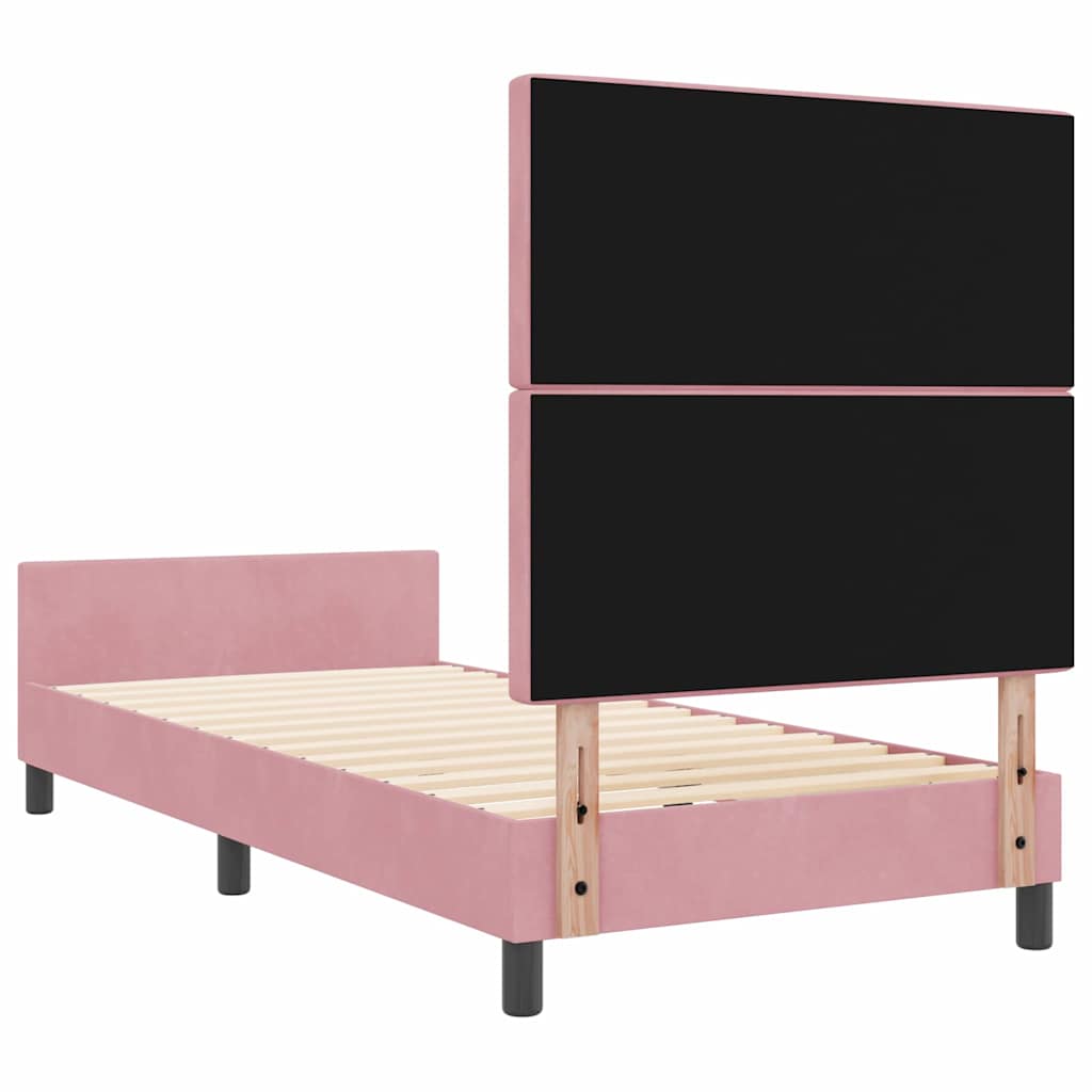 Box spring seng med hovedgærde Lyserød 100 x 200 cm Fløjl