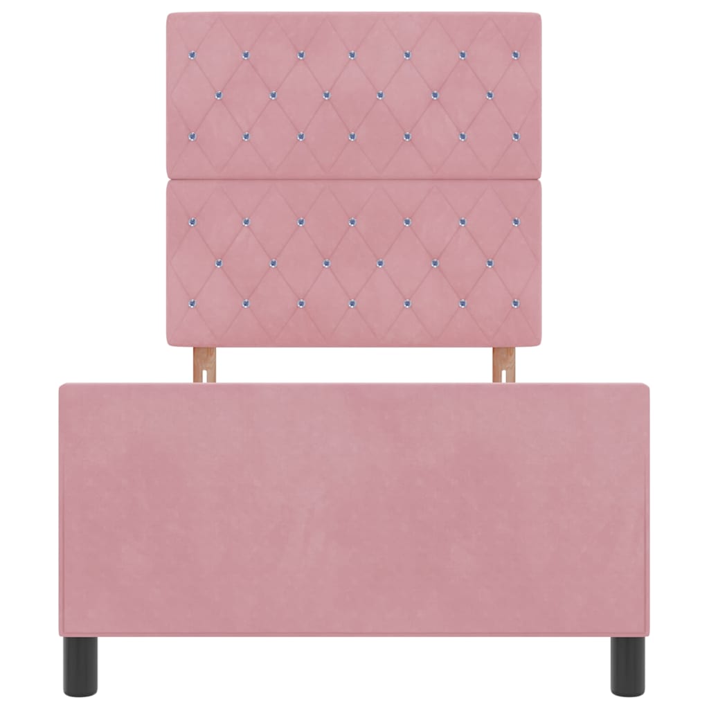 Box spring seng med hovedgærde Lyserød 100 x 200 cm Fløjl