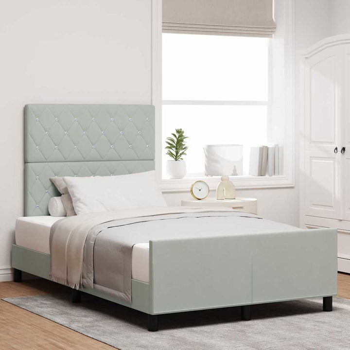 Box spring seng med hovedgærde Lysegrå 120 x 200 cm Fløjl