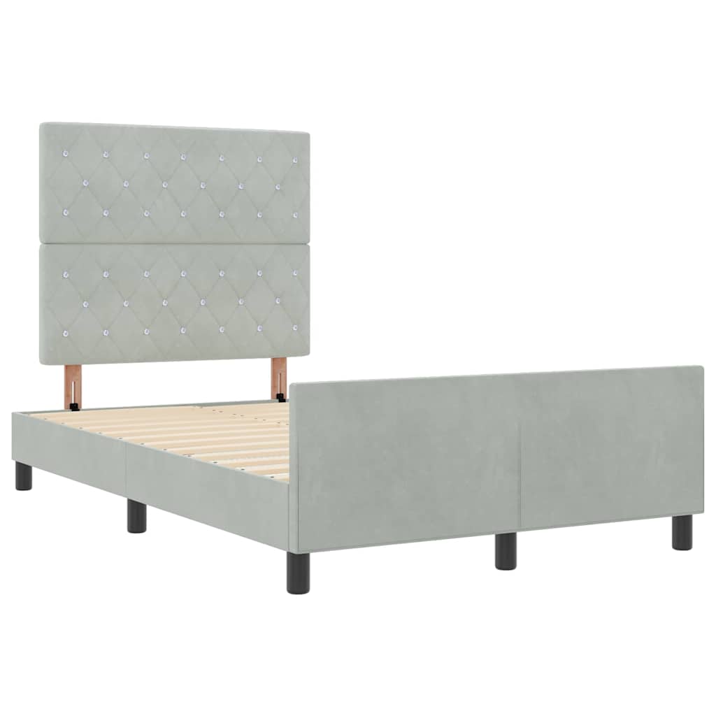 Box spring seng med hovedgærde Lysegrå 120 x 200 cm Fløjl