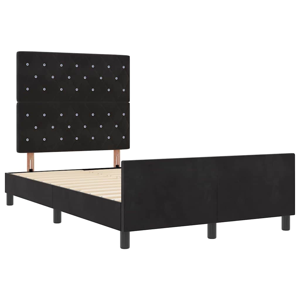 Box spring seng med hovedgærde Sort 120 x 200 cm Fløjl