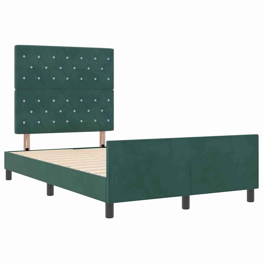 Box spring seng med hovedgærde Mørkegrøn 120 x 200 cm Fløjl