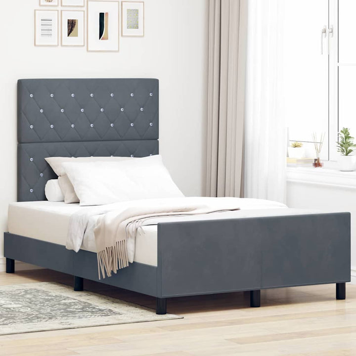 Box spring seng med hovedgærde Mørkegrå 120 x 200 cm Fløjl