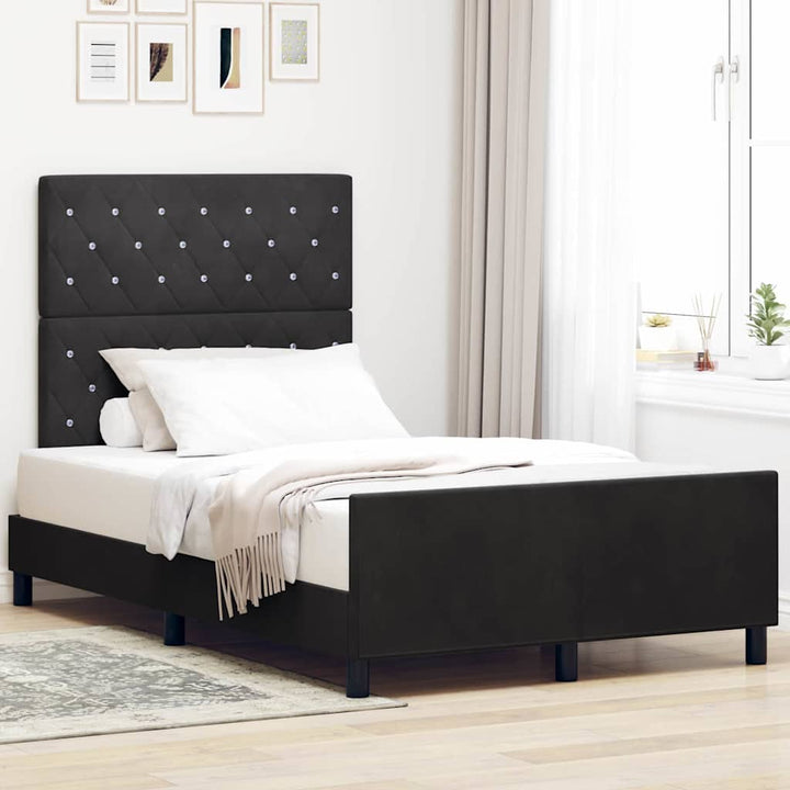 Box spring seng med hovedgærde Sort 120 x 200 cm Fløjl