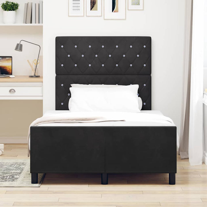 Box spring seng med hovedgærde Sort 120 x 200 cm Fløjl