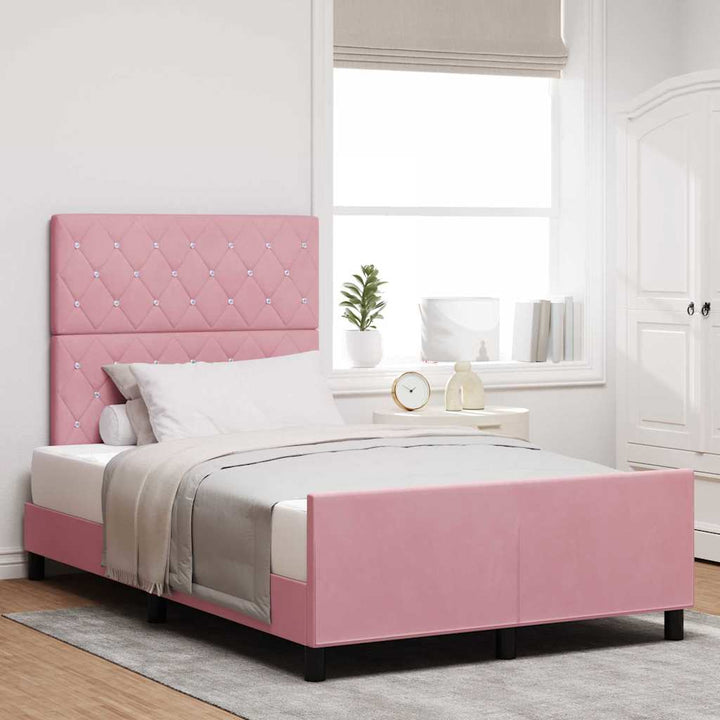 Box spring seng med hovedgærde Lyserød 120 x 200 cm Fløjl
