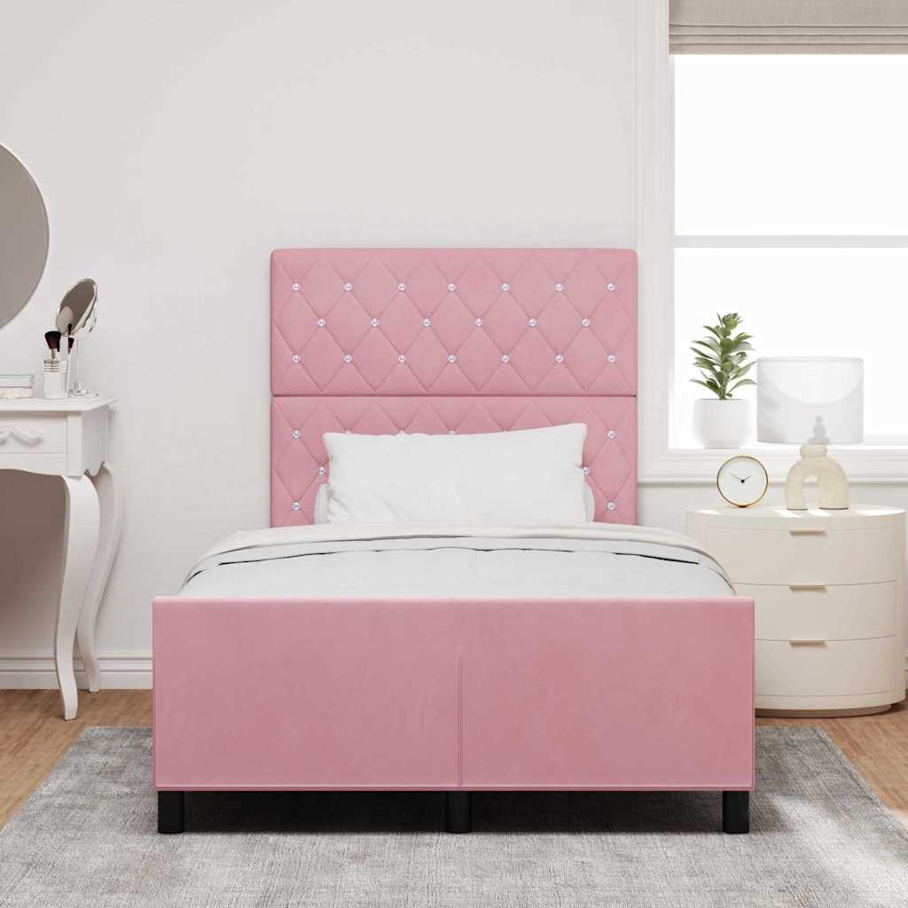 Box spring seng med hovedgærde Lyserød 120 x 200 cm Fløjl