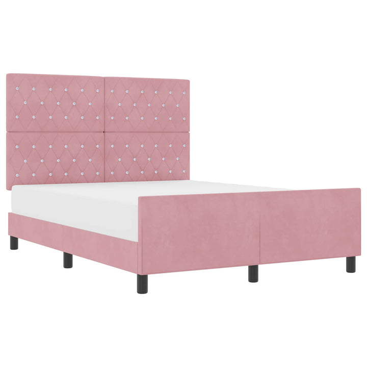 Box spring seng med hovedgærde Lyserød 140 x 190 cm Fløjl
