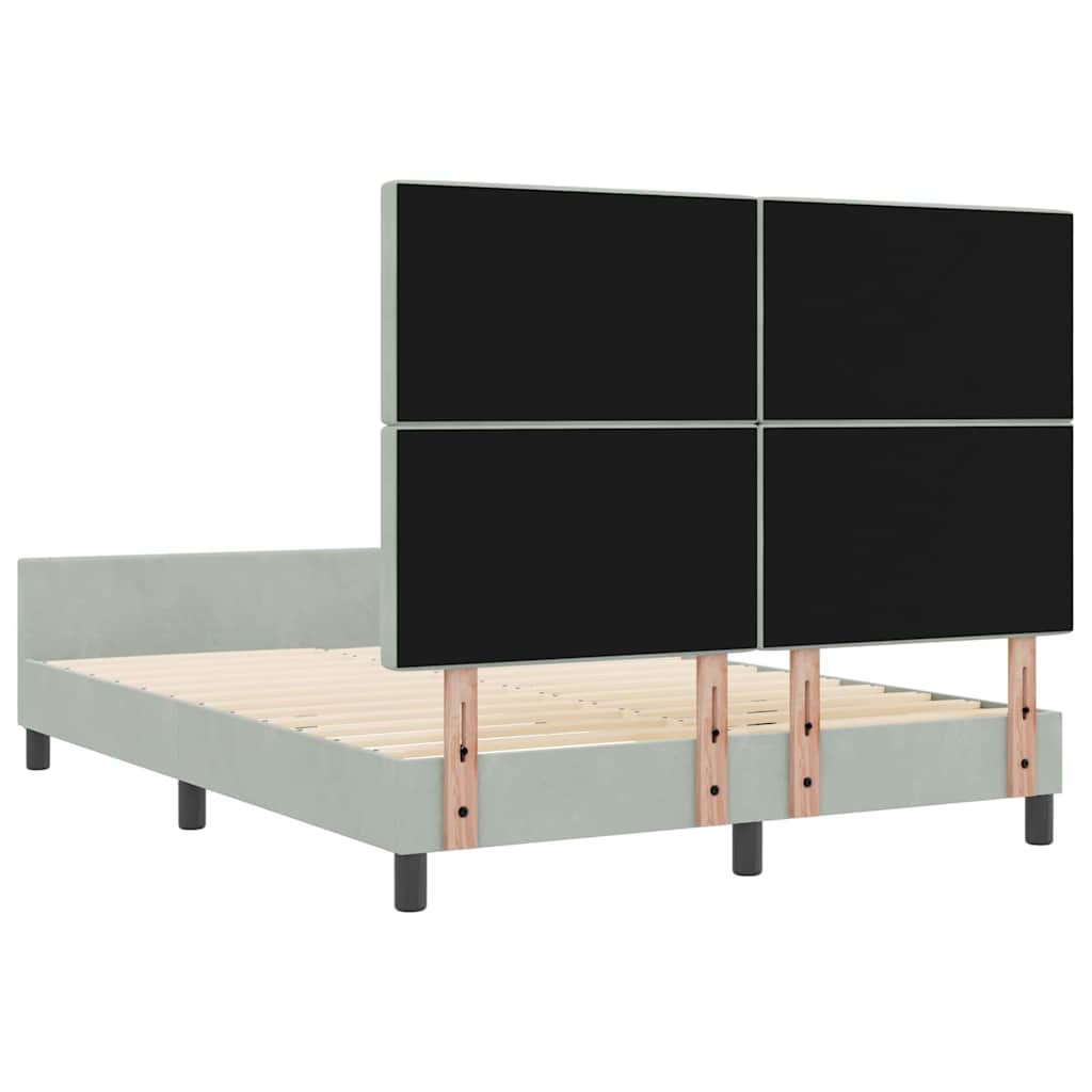 Box spring seng med hovedgærde Lysegrå 140 x 200 cm Fløjl