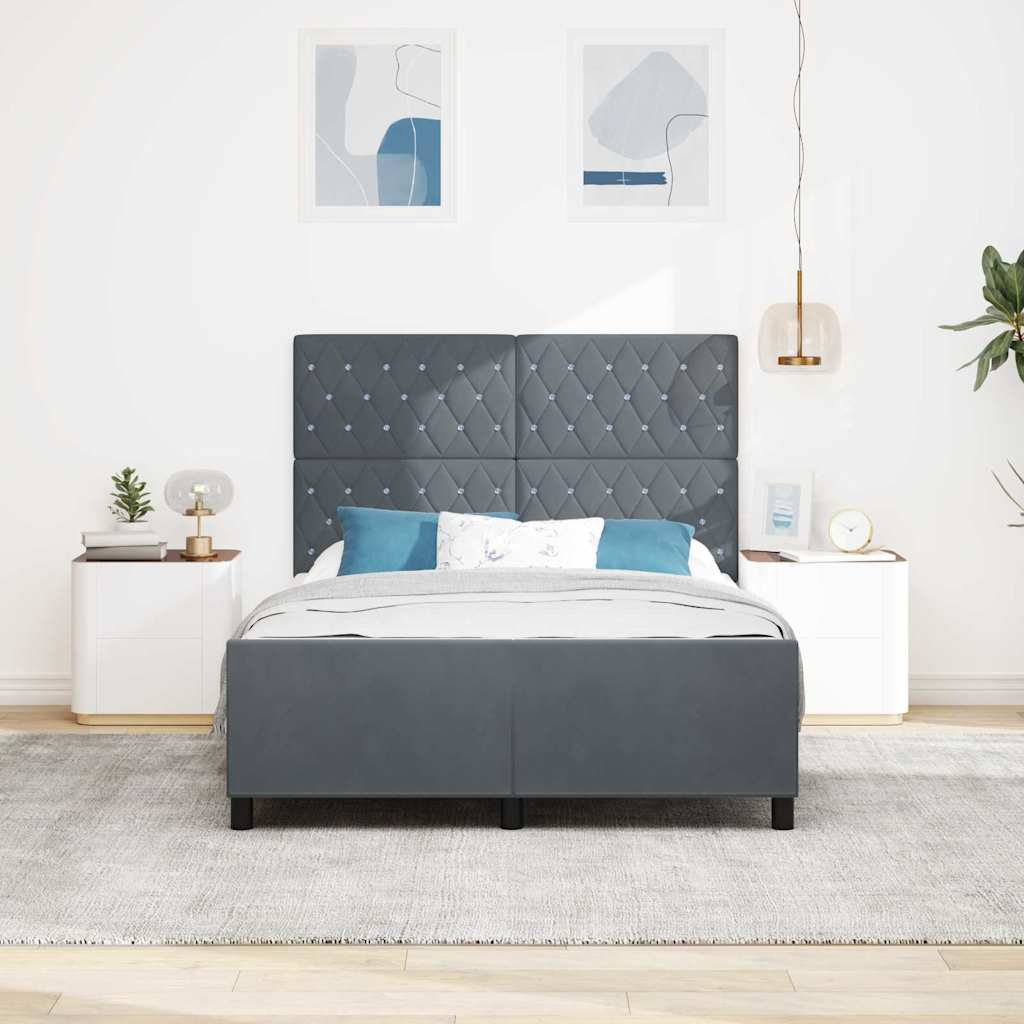 Box spring seng med hovedgærde Mørkegrå 140 x 200 cm Fløjl