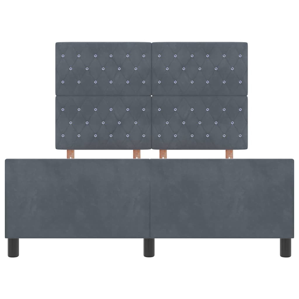 Box spring seng med hovedgærde Mørkegrå 140 x 200 cm Fløjl
