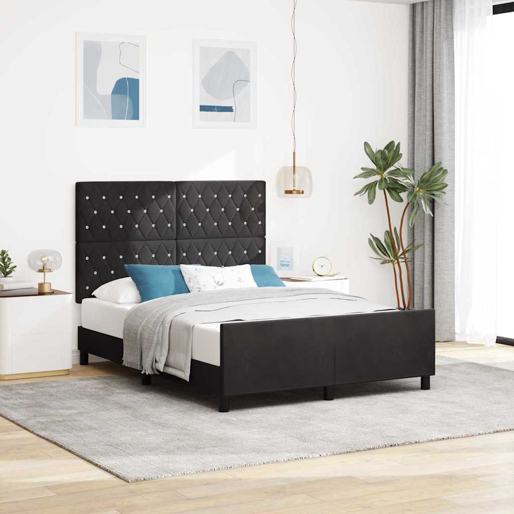 Box spring seng med hovedgærde Sort 140 x 200 cm Fløjl