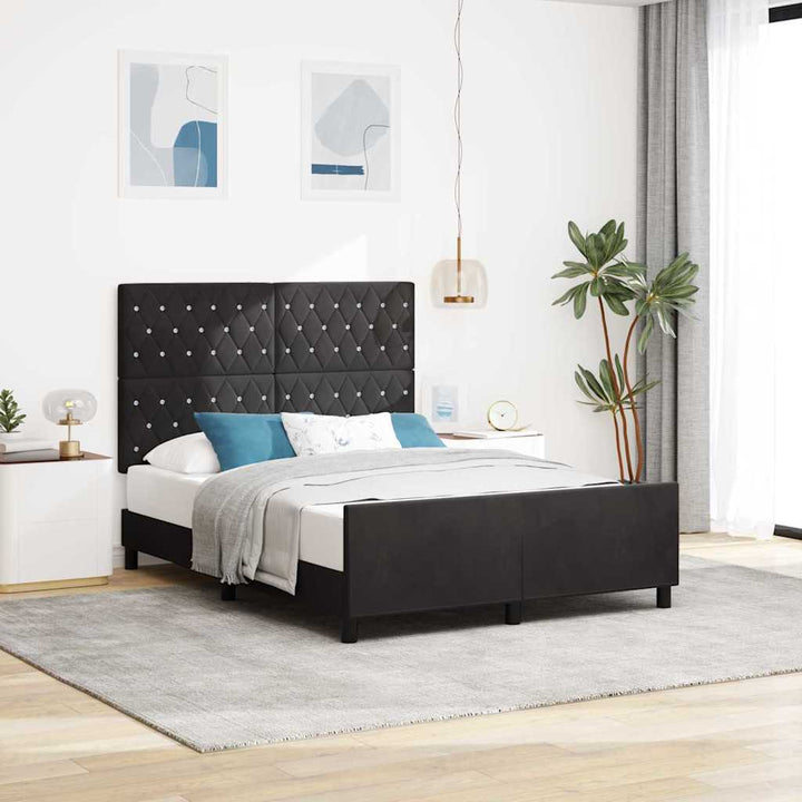 Box spring seng med hovedgærde Sort 140 x 200 cm Fløjl
