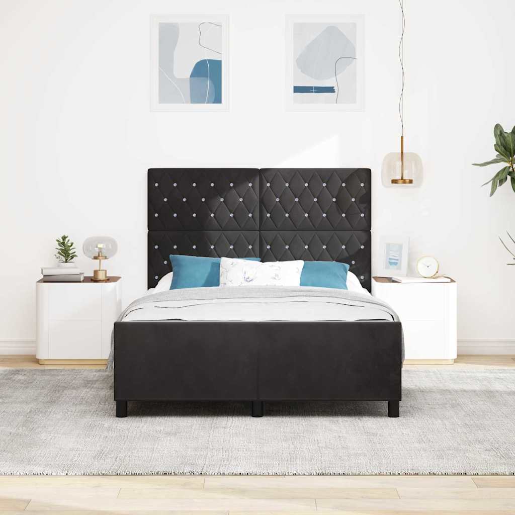 Box spring seng med hovedgærde Sort 140 x 200 cm Fløjl
