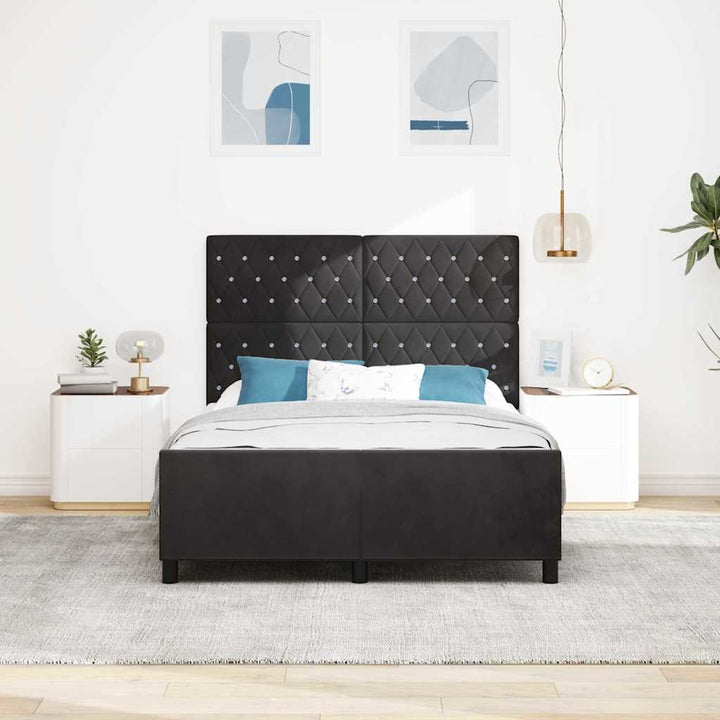 Box spring seng med hovedgærde Sort 140 x 200 cm Fløjl
