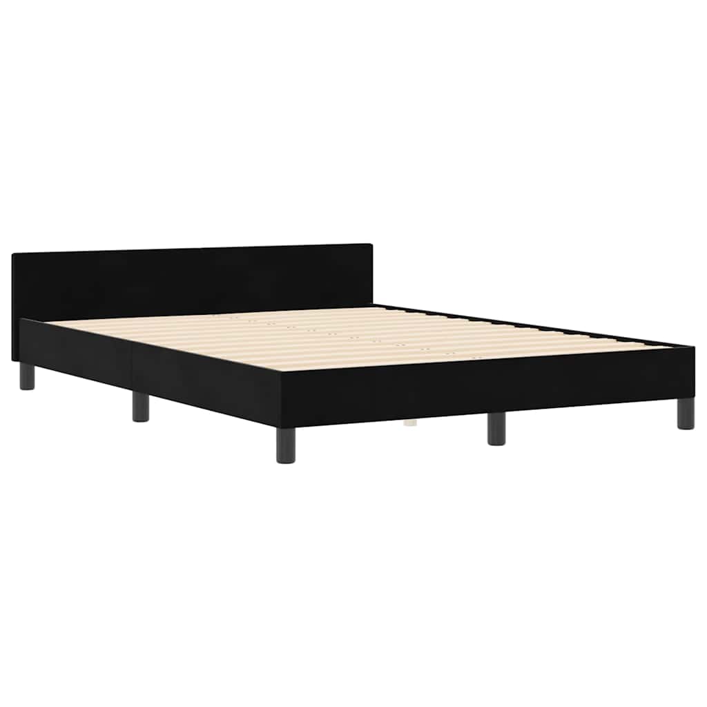 Box spring seng med hovedgærde Sort 140 x 200 cm Fløjl