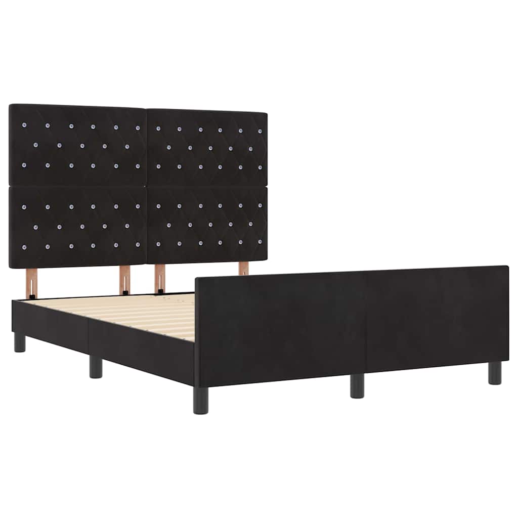 Box spring seng med hovedgærde Sort 140 x 200 cm Fløjl