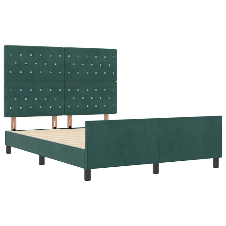 Box spring seng med hovedgærde Mørkegrøn 140 x 200 cm Fløjl