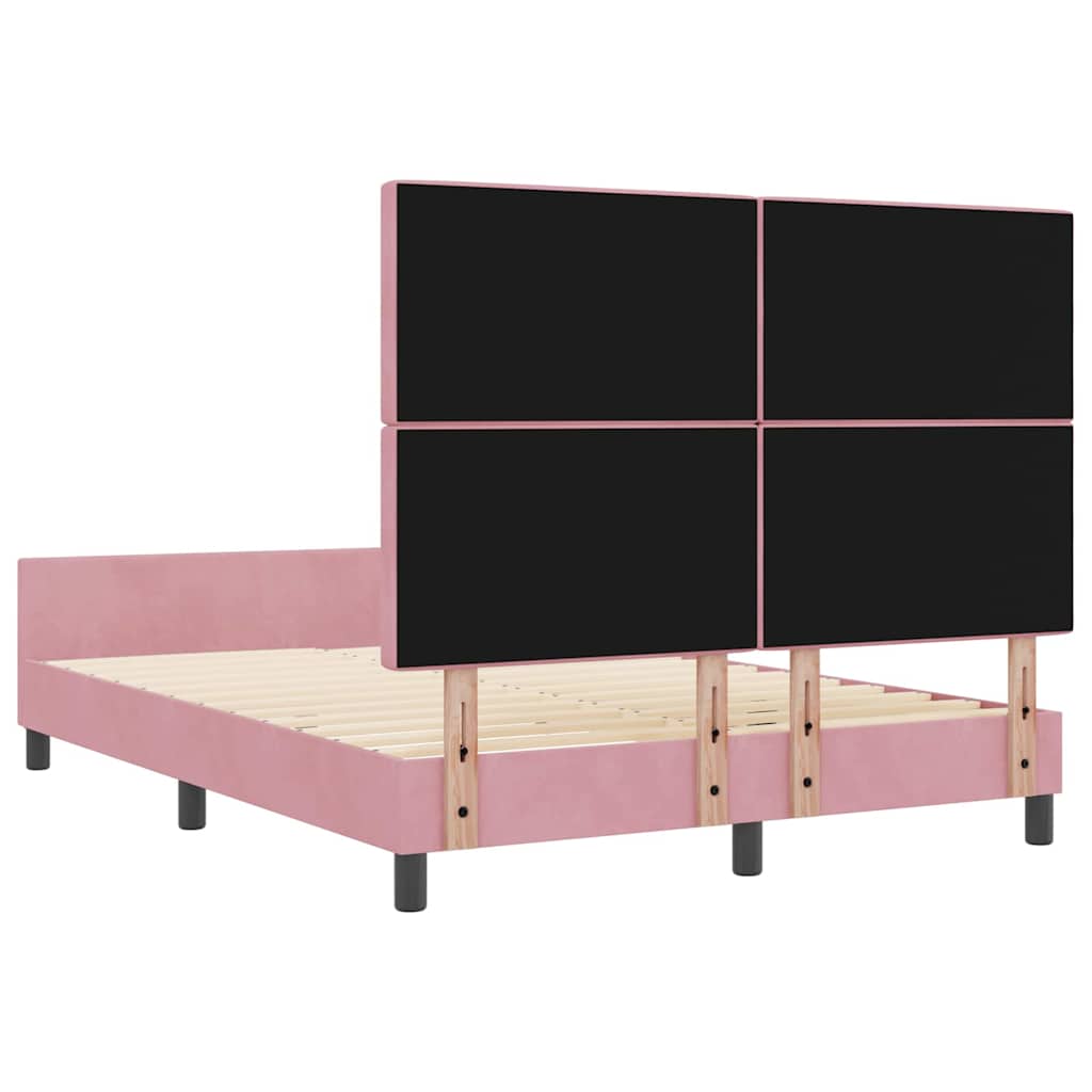 Box spring seng med hovedgærde Lyserød 140 x 200 cm Fløjl