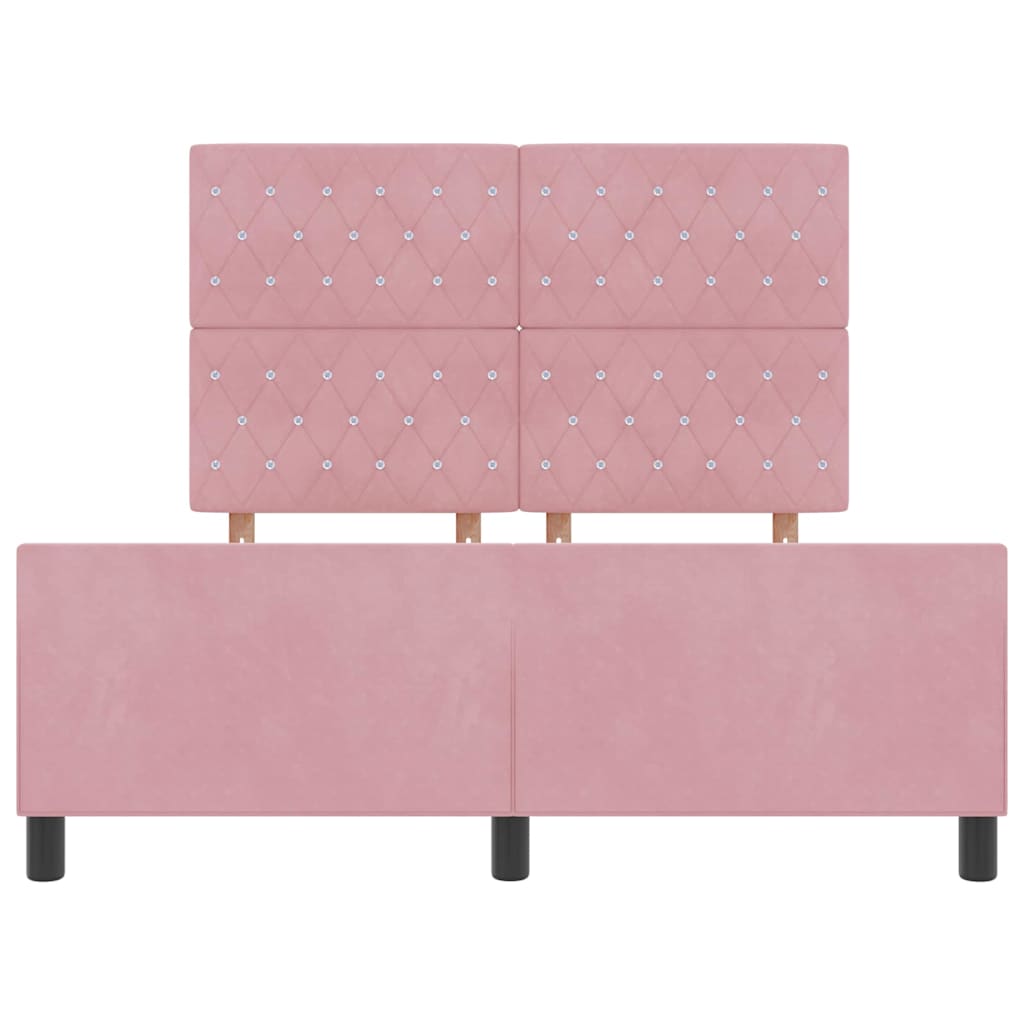 Box spring seng med hovedgærde Lyserød 140 x 200 cm Fløjl