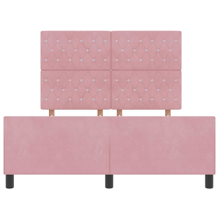 Box spring seng med hovedgærde Lyserød 140 x 200 cm Fløjl