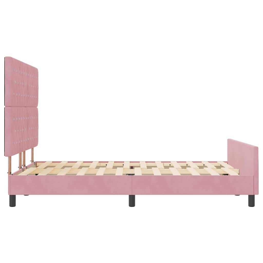Box spring seng med hovedgærde Lyserød 140 x 200 cm Fløjl