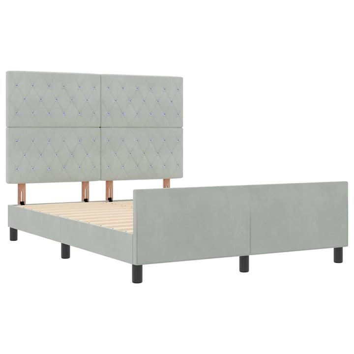 Box spring seng med hovedgærde Lysegrå 160 x 200 cm Fløjl