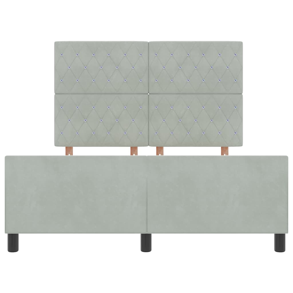 Box spring seng med hovedgærde Lysegrå 160 x 200 cm Fløjl
