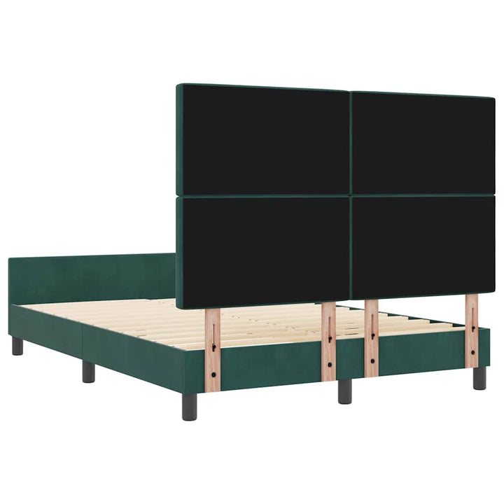 Box spring seng med hovedgærde Mørkegrøn 160 x 200 cm Fløjl